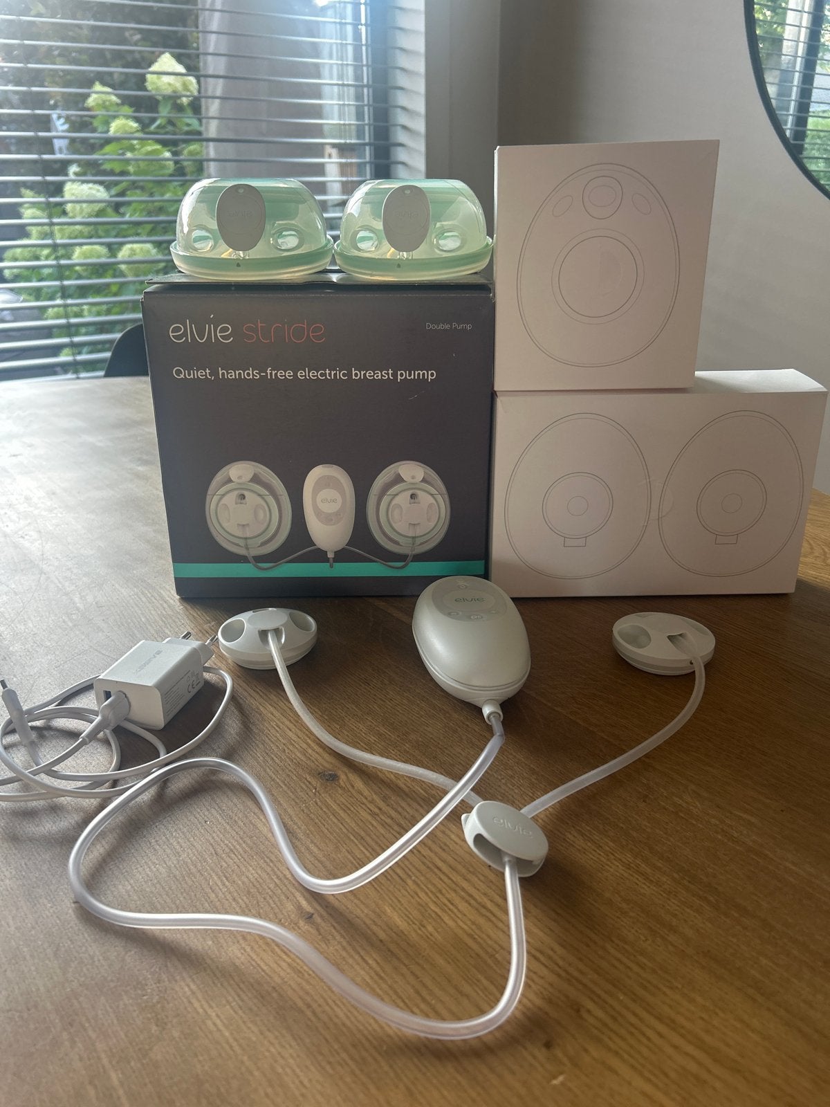Elvie Stride Dubbele Elektrische Borstkolf - Handsfree, Ophalen of Verzenden, Zo goed als nieuw