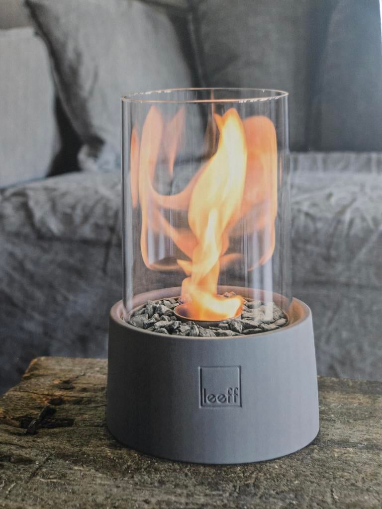 Leeff Bio-ethanol Sfeerhaardje - Grijs, Huis en Inrichting, Woonaccessoires | Kandelaars en Kaarsen, Overige materialen, Ophalen of Verzenden
