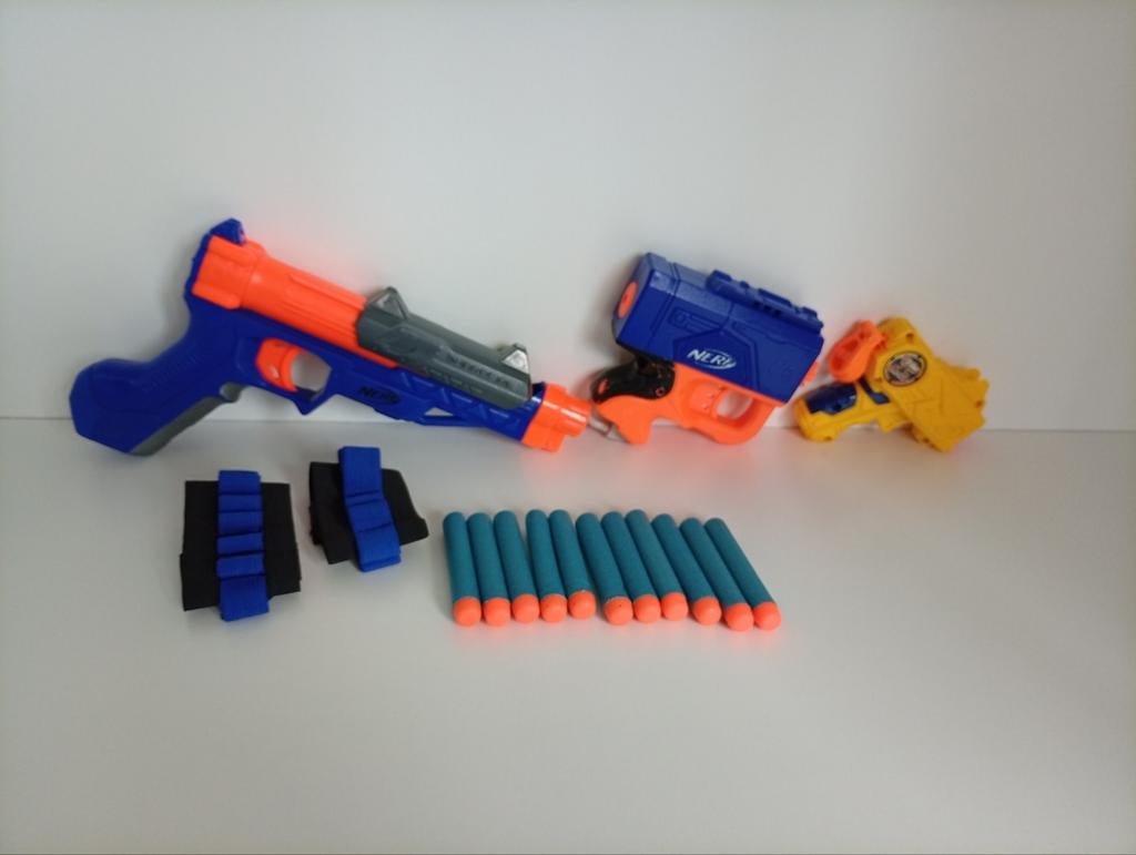 Nerf Sharpfire Nerf Zuru gun / pistool / revolver (3 stuks), Ophalen of Verzenden, Gebruikt