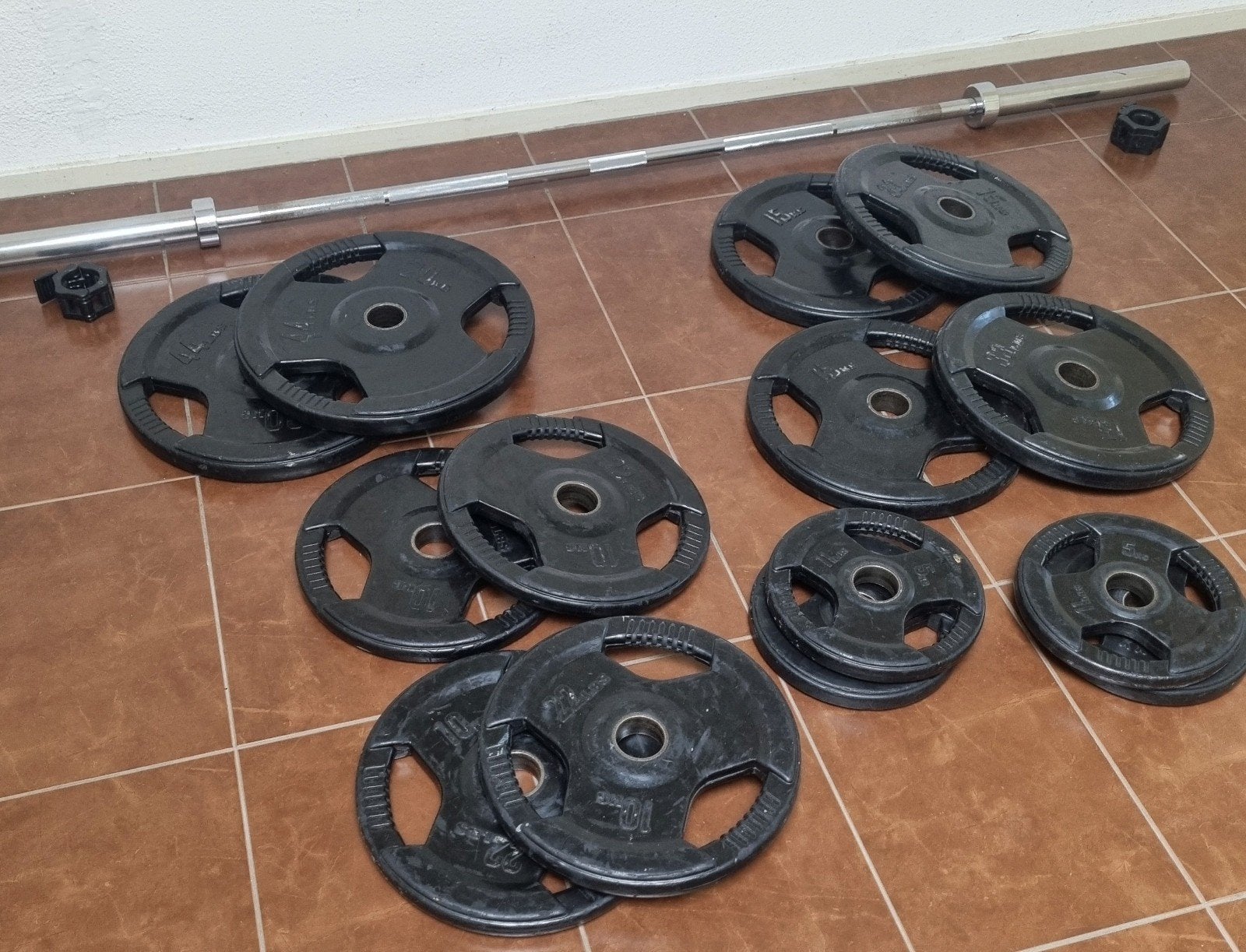 Olympische halterset 180kg, Ophalen, Gebruikt, Benen, Halterset