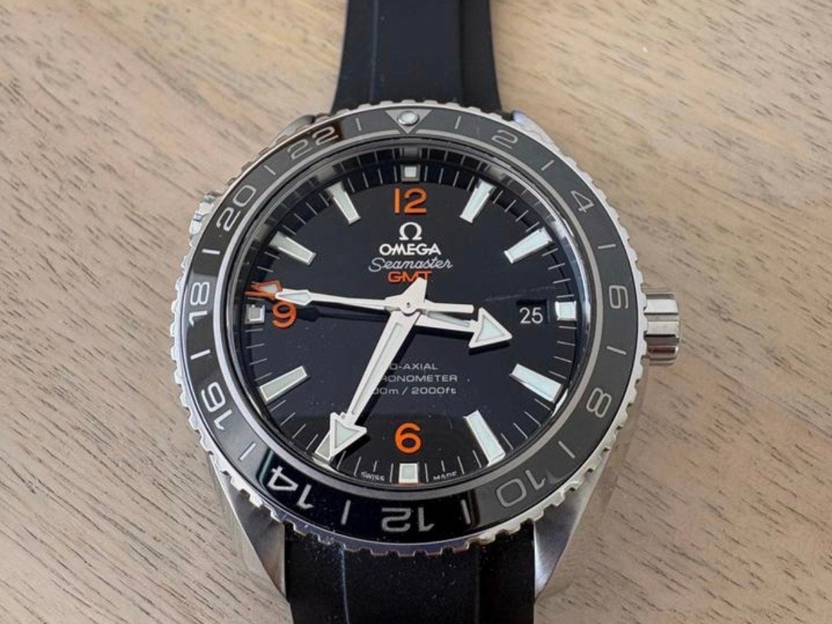 Omega Seamaster Planet Ocean GMT Co-Axial 8605, Sieraden, Tassen en Uiterlijk, Horloges | Heren, Staal, Polshorloge, Overige materialen