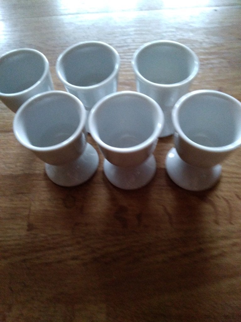 Eierdopjes, wit, merkloos, 6 stuks, Ophalen, Overige merken, Overige typen, Zo goed als nieuw