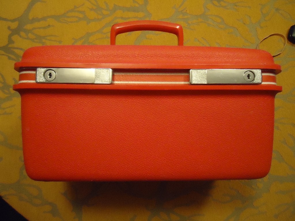 Vintage rode Samsonite Beautycase perfecte staat met sleutel, Sieraden, Tassen en Uiterlijk, Gebruikt, Ophalen of Verzenden, Met slot