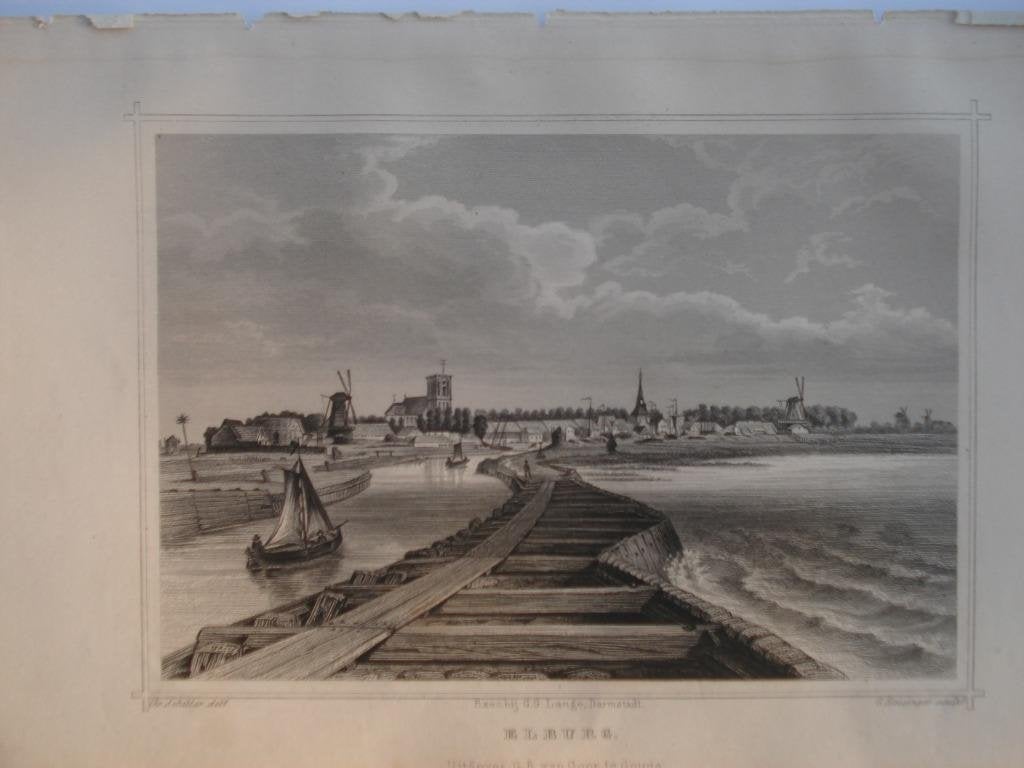 116 / Elburg Staalgravure 1860, Antiek en Kunst, Ophalen of Verzenden