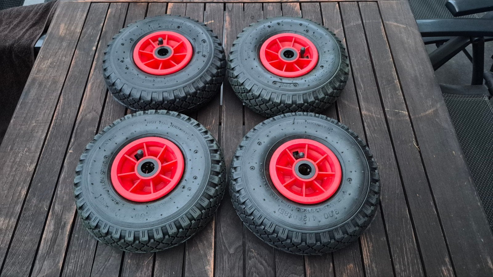 4 nieuwe bolderwagenwielen 3.00x4 (265x85), Caravans en Kamperen, Bolderkarren, Ophalen of Verzenden, Nieuw