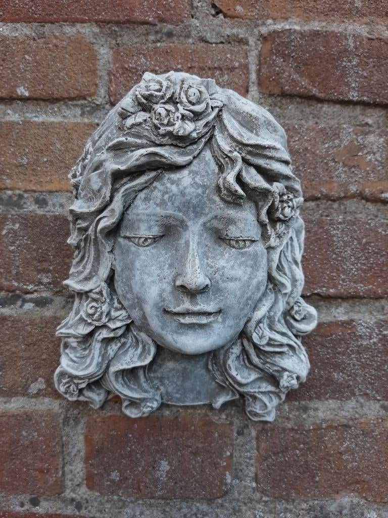 Vrouw wanddecoratie betonnen beeld tuinbeeld beton meisje, Tuin en Terras, Ophalen of Verzenden
