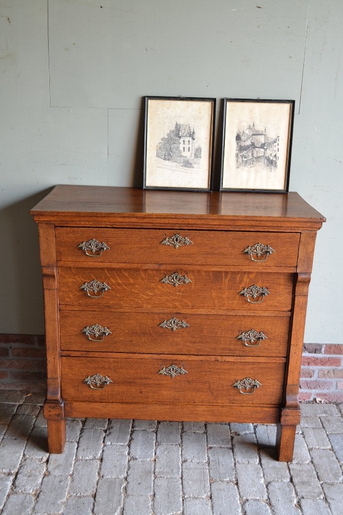 Prachtige antieke eiken houten ladekast, dressoir, commode., Verzenden