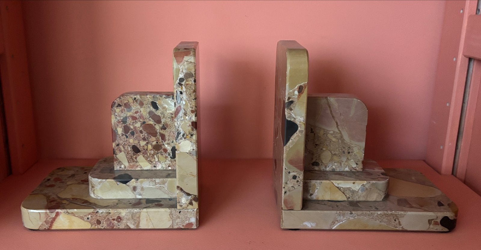 Vintage Boekensteunen van Terrazzo Marmer, Ophalen of Verzenden