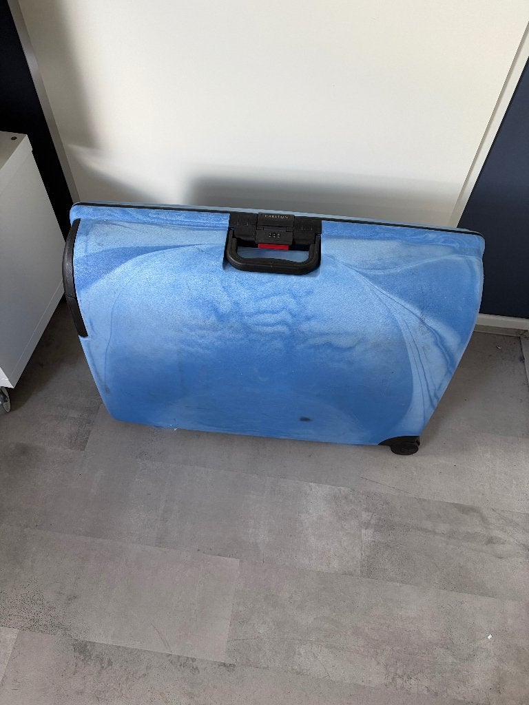 blauwe koffer met cijferslot, Sieraden, Tassen en Uiterlijk, Koffers, Ophalen, Gebruikt, Hard kunststof, 70 cm of meer