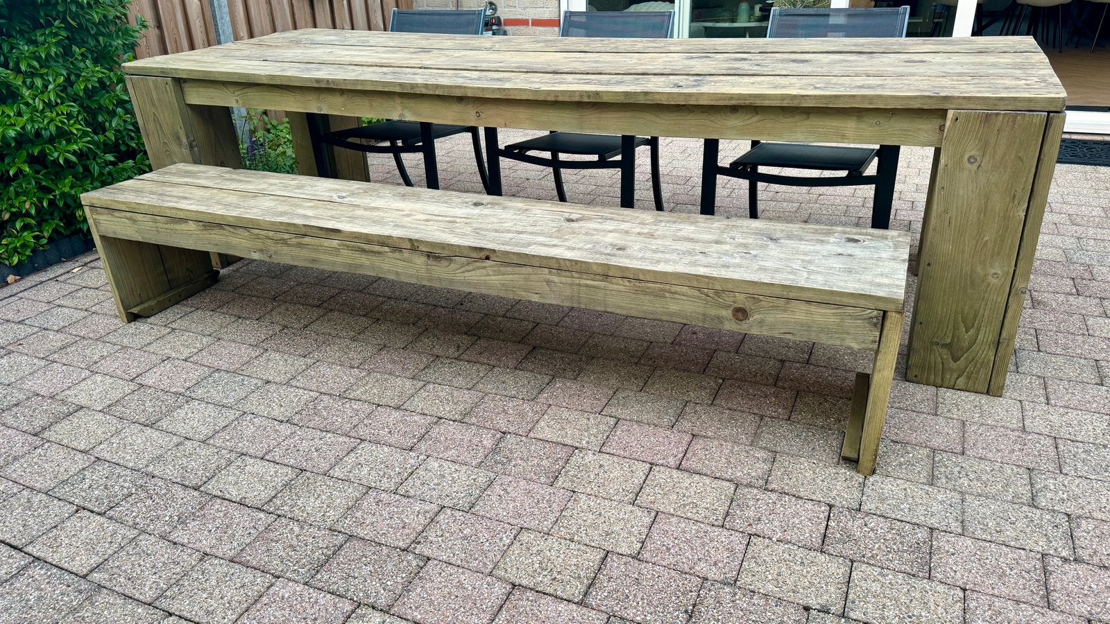 Tuinbank van steigerhout, Ophalen, Gebruikt, Hout