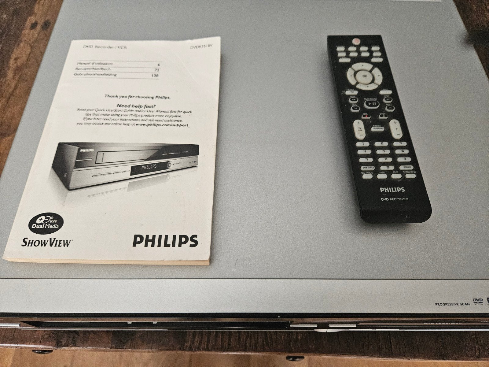 Philips DVD Recorder / VCR DVR3510V met afstandsbediening, Ophalen, Gebruikt, Dvd-recorder, Philips