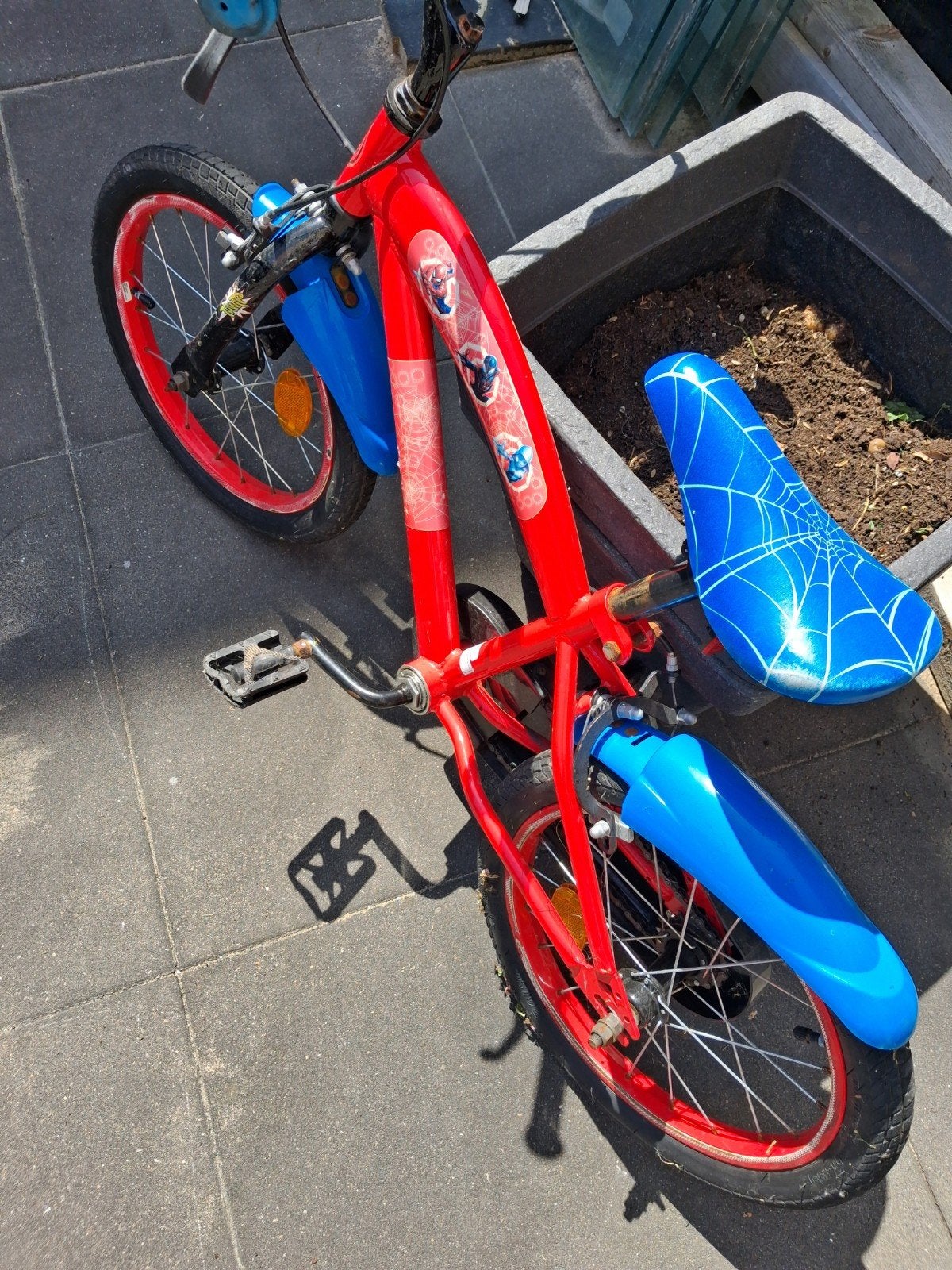 Kinderfiets - Spiderman thema, Ophalen of Verzenden, Gebruikt, Velgrem, 16 tot 20 inch