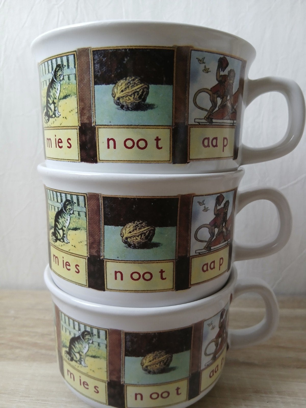 Vintage 3 Soepkommen  Aap Noot Mies Ter Steege Nieuw, Nieuw, Ophalen of Verzenden, Kom(men), Overige stijlen