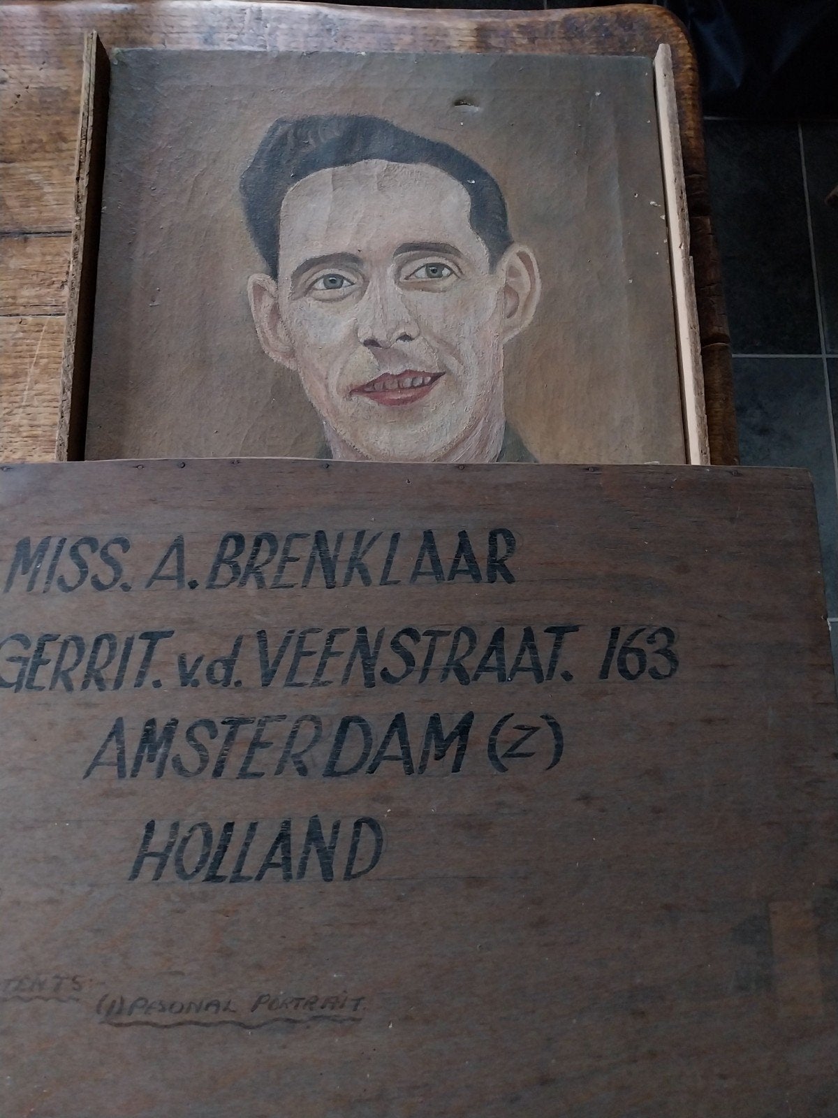 Bijzonder-bijzonder- Portret Schilderij - Olieverf op Paneel, Ophalen of Verzenden