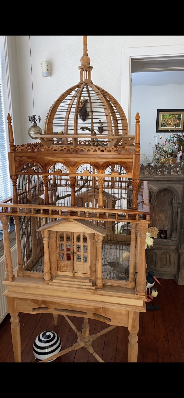 Brocante grote vogelkooi, Dieren en Toebehoren, Ophalen, Zo goed als nieuw, Metaal, Vogelkooi