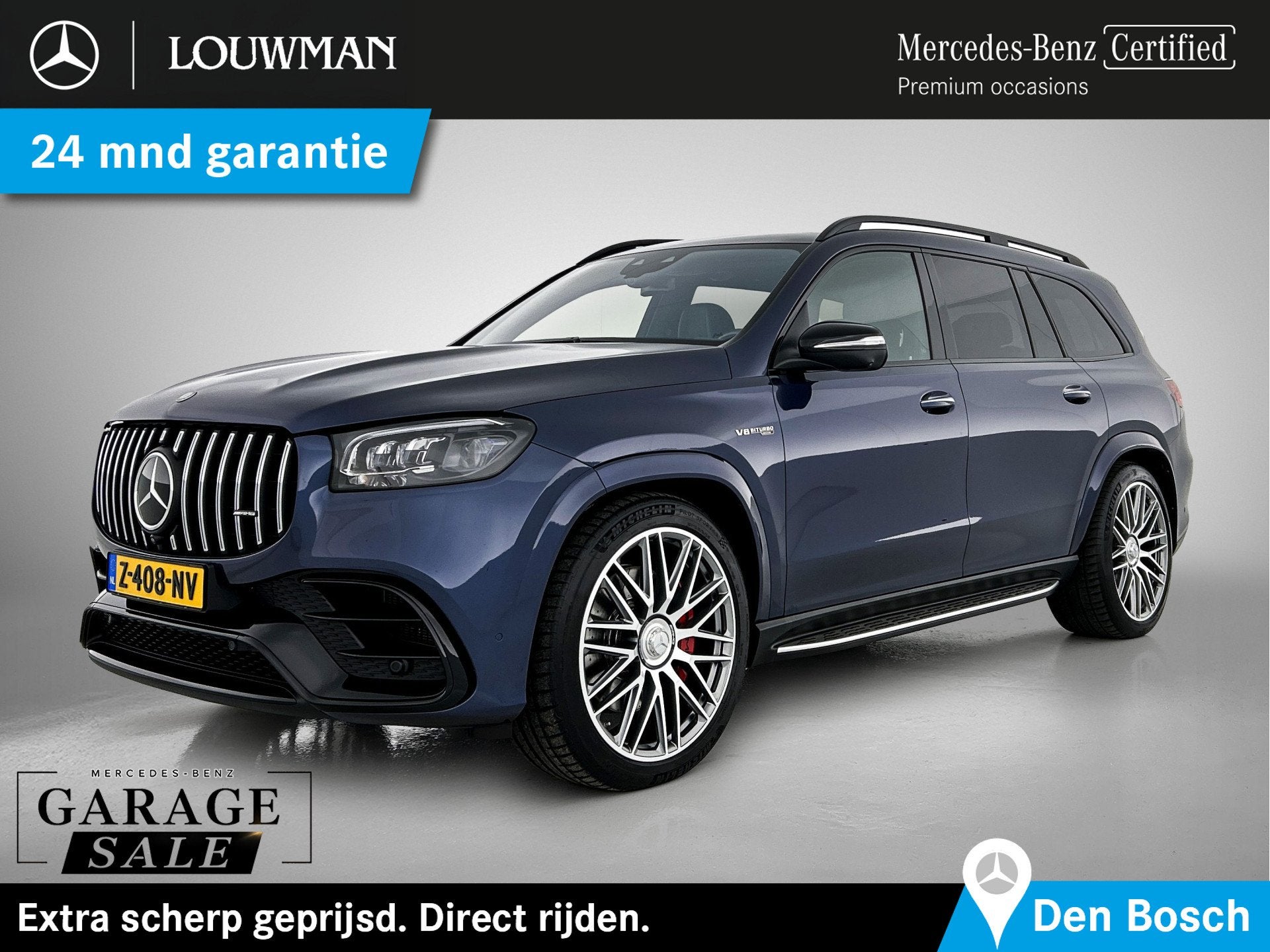 Mercedes-Benz GLS AMG 63 4MATIC+ | Panoramadak | Alarm | Ele, Auto's, 12 maanden, Gebruikt, Blauw, 7 stoelen