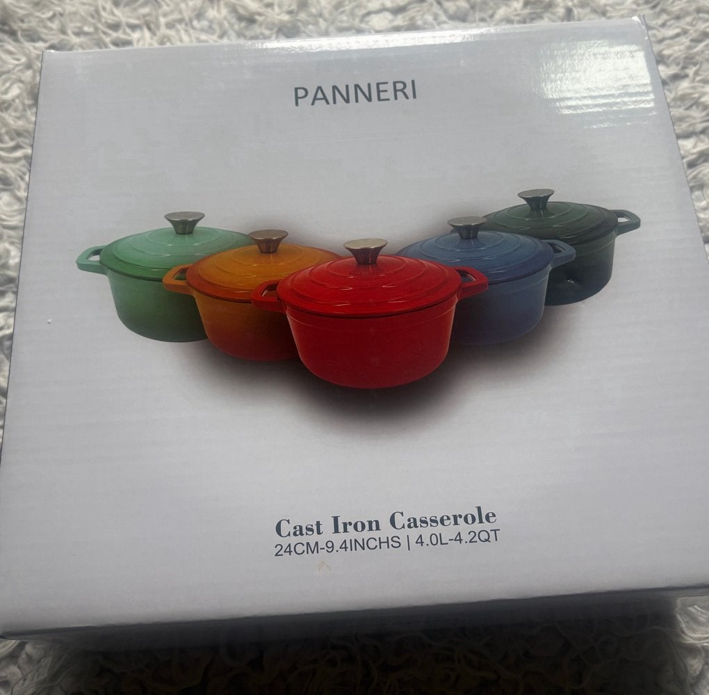 Nieuwe Panneri Gietijzeren Braadpan 24cm - Rood, Nieuw, Ophalen of Verzenden, Geschikt voor inductie, Overige merken
