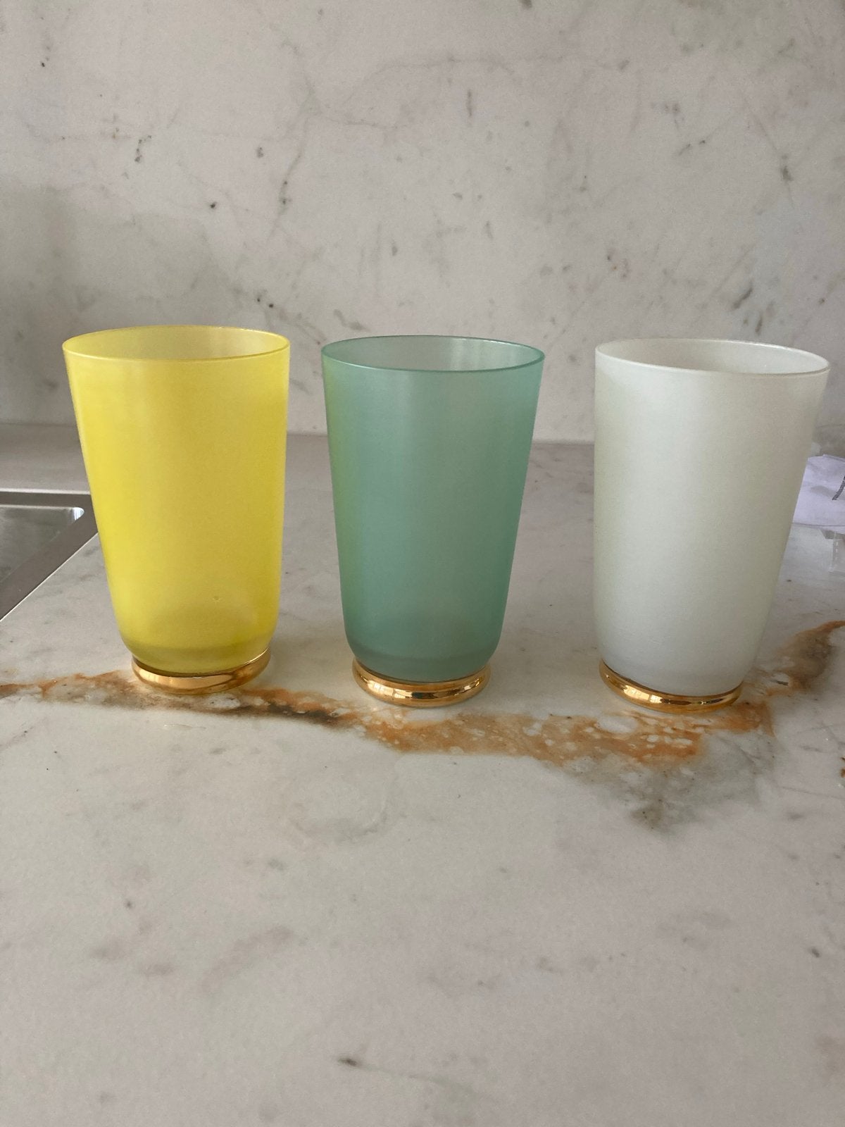 3 Vintage Jaren '60 Gekleurde Drinkglazen, Ophalen