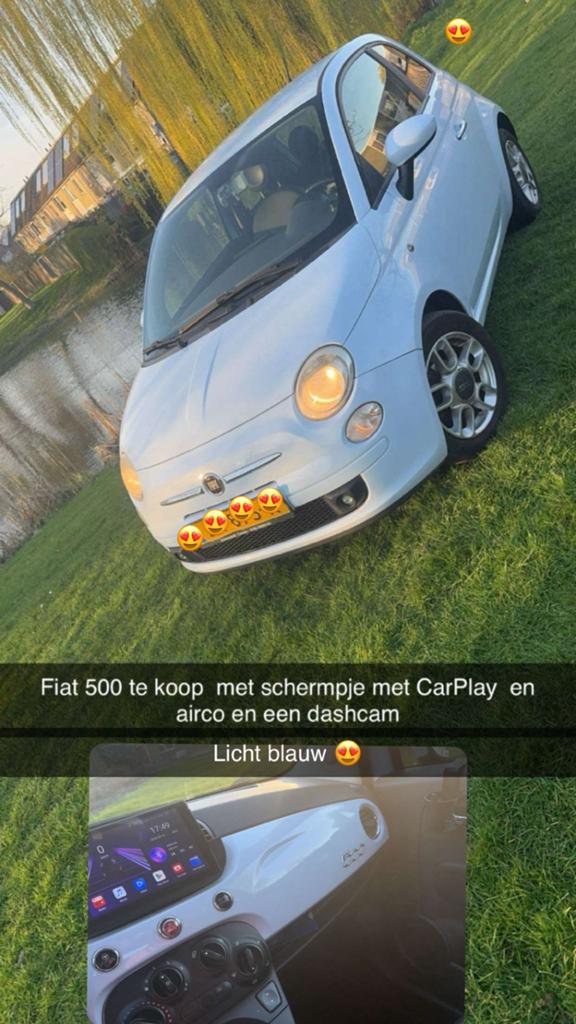 Fiat 500 1.2 C 2009 Blauw eventueel met nieuwe apk, Voorwielaandrijving, 1242 cc, 4 cilinders, 840 kg