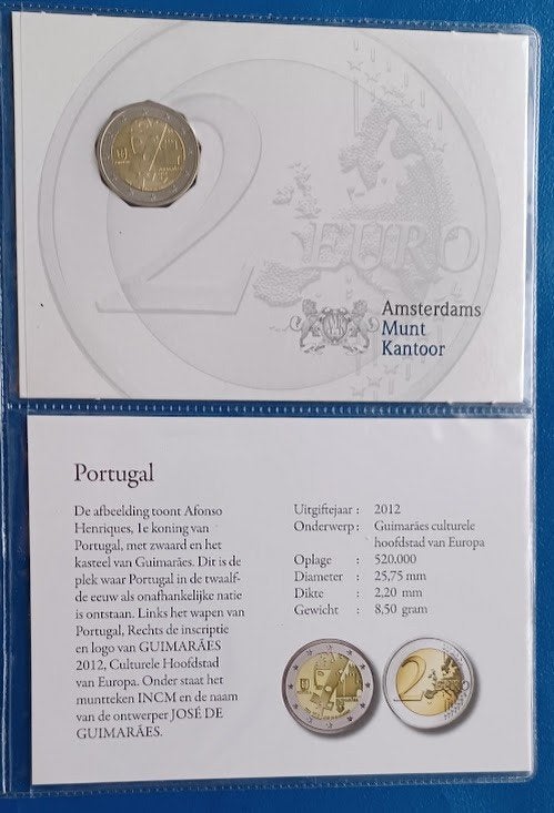 Portugal 2 Euro "Guimarães" - 2012 (AMK), Postzegels en Munten, Verzenden, Portugal, 2 euro, Setje