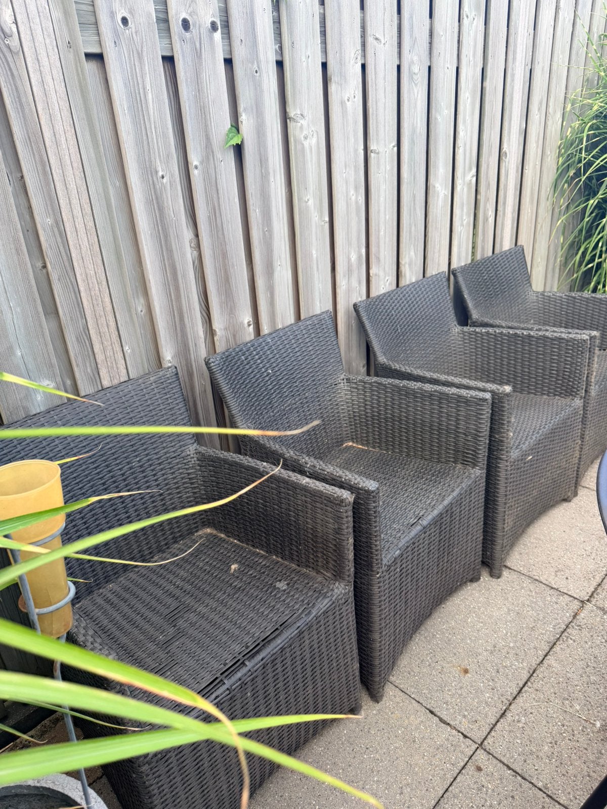 6 rotan tuinstoelen, Ophalen, Gebruikt, Rotan, 6 zitplaatsen