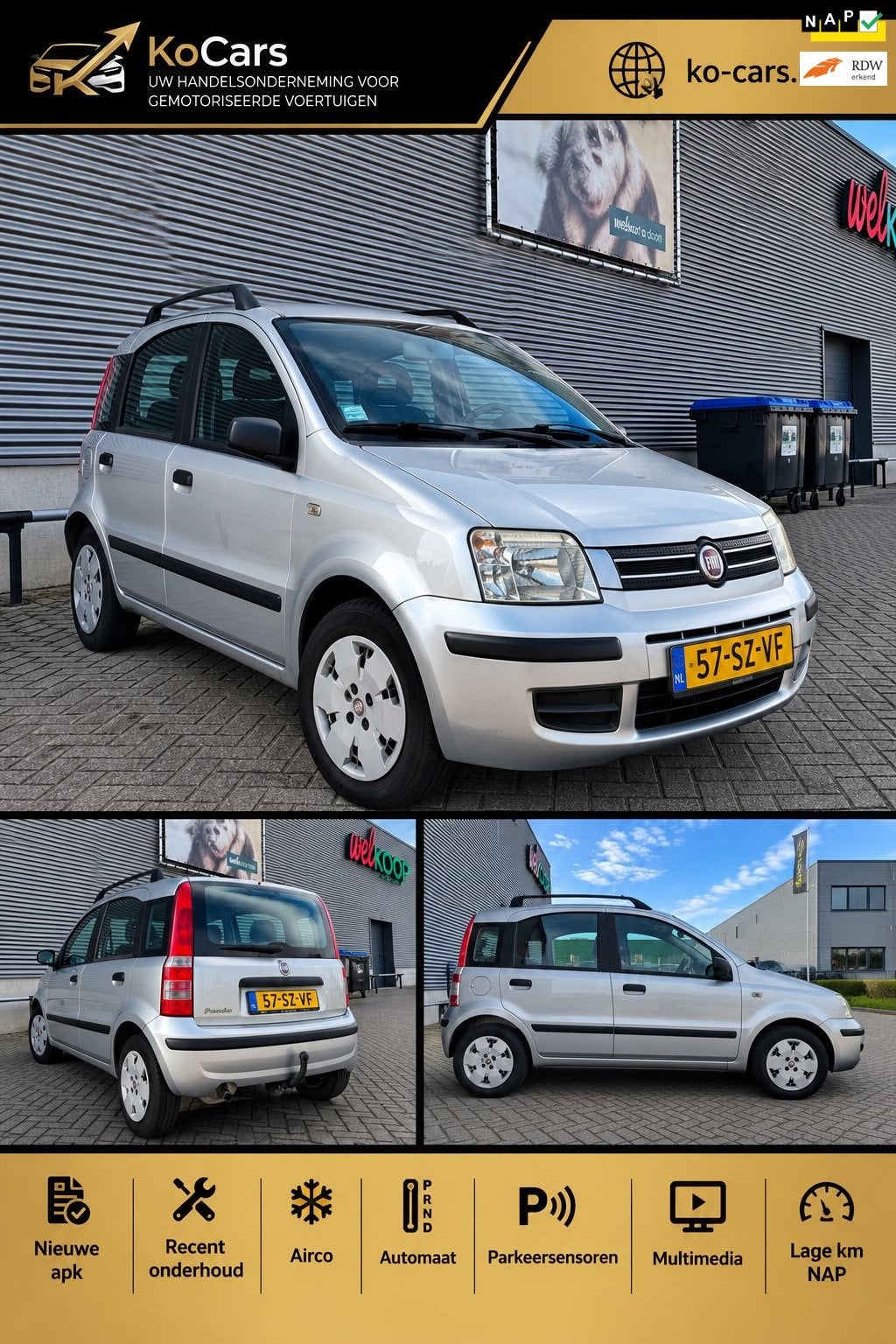 Fiat Panda / Automaat / Nwe APK / Airco / Parkeersensoren /, Voorwielaandrijving, Gebruikt, 840 kg, Origineel Nederlands