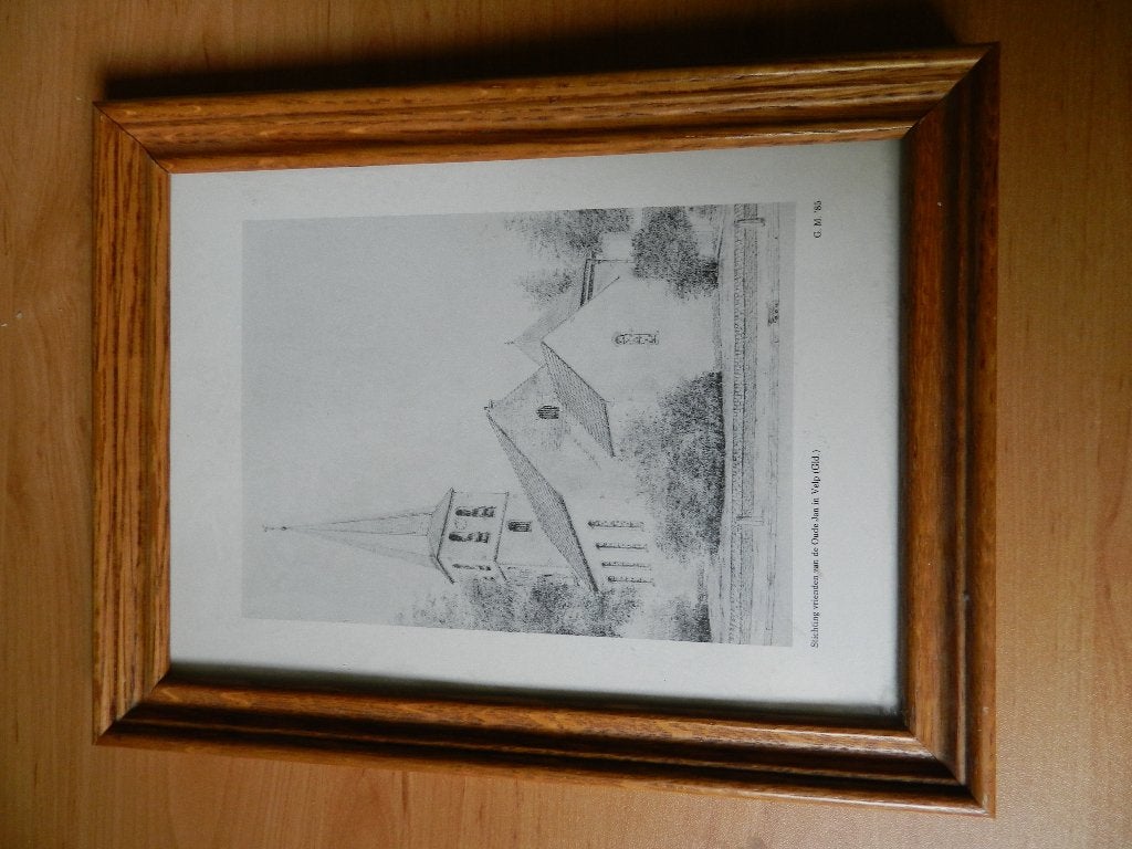 Reproductie kerk de Oude Jan in Velp (GLD), Verzenden, Minder dan 50 cm, Schilderij, 5 – 50