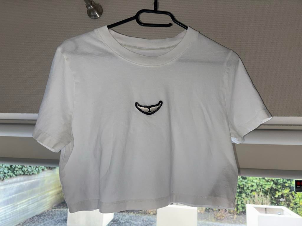 Zadig & Voltaire Carly Wings Cropped Shirt S, Wit, Ophalen of Verzenden, Zo goed als nieuw, Korte mouw