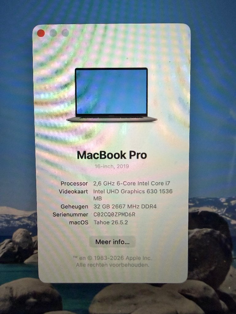 MacBook Pro 16-inch (2019) - i7, 32GB RAM, 512GB SSD, 2 tot 3 Ghz, 512 GB, Zo goed als nieuw, 16 inch