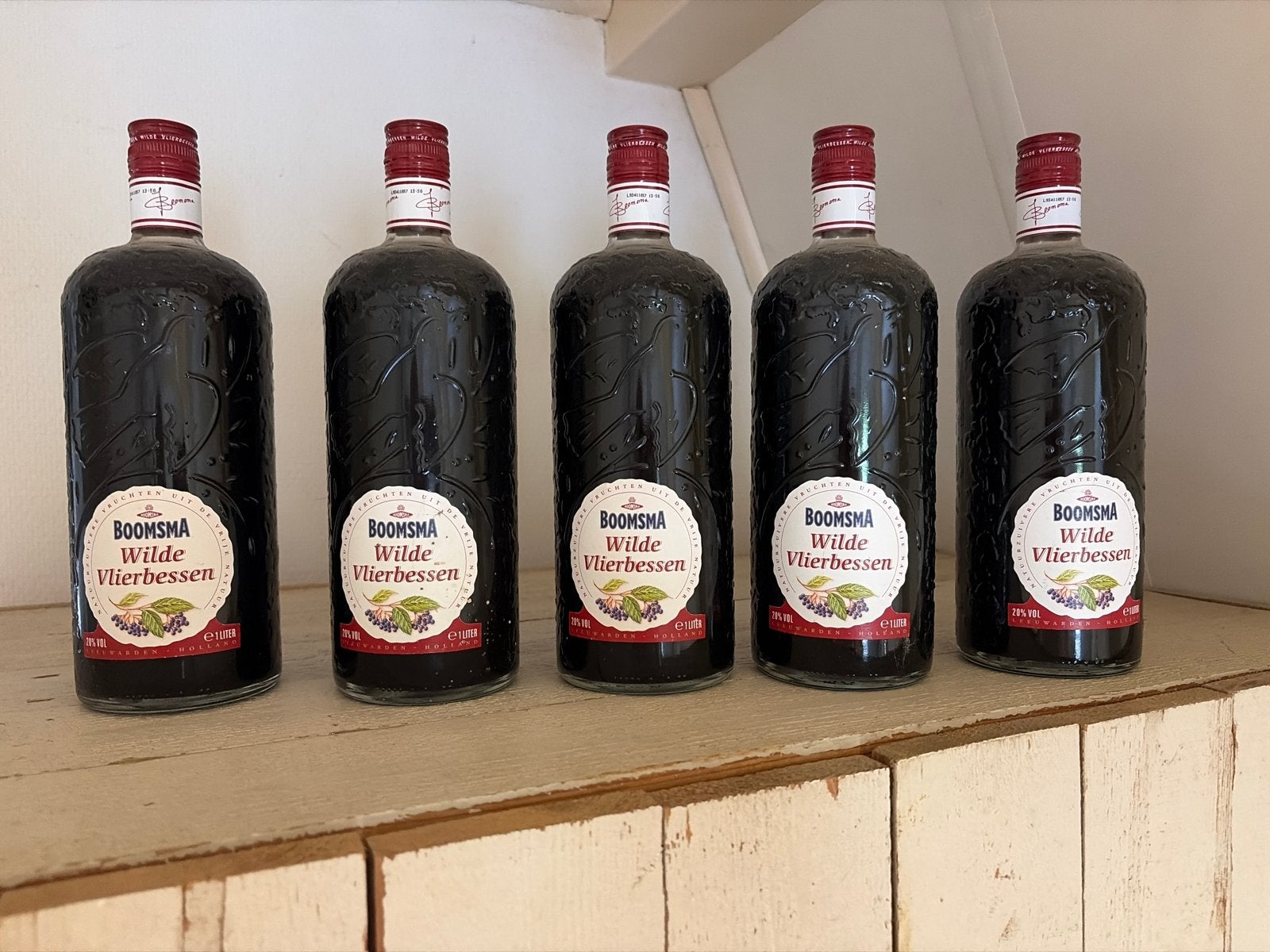 5x Boomsma Wilde Vlierbessen Likeur 1 Liter - Nieuw, Verzamelen, Ophalen of Verzenden, Nieuw, Overige gebieden, Overige typen