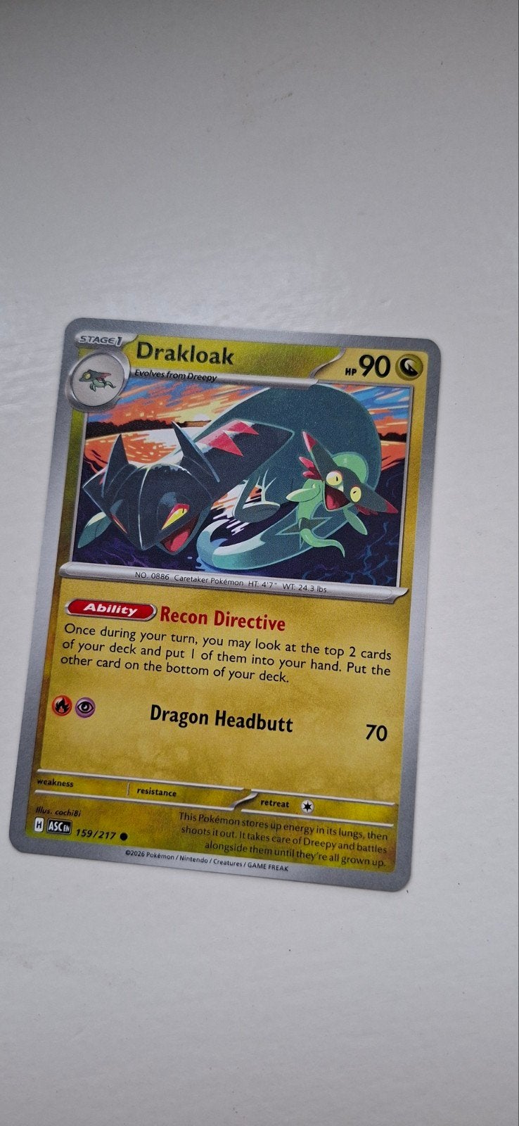 Drakloak Pokémon kaart - 159/217, Ophalen of Verzenden, Zo goed als nieuw, Losse kaart