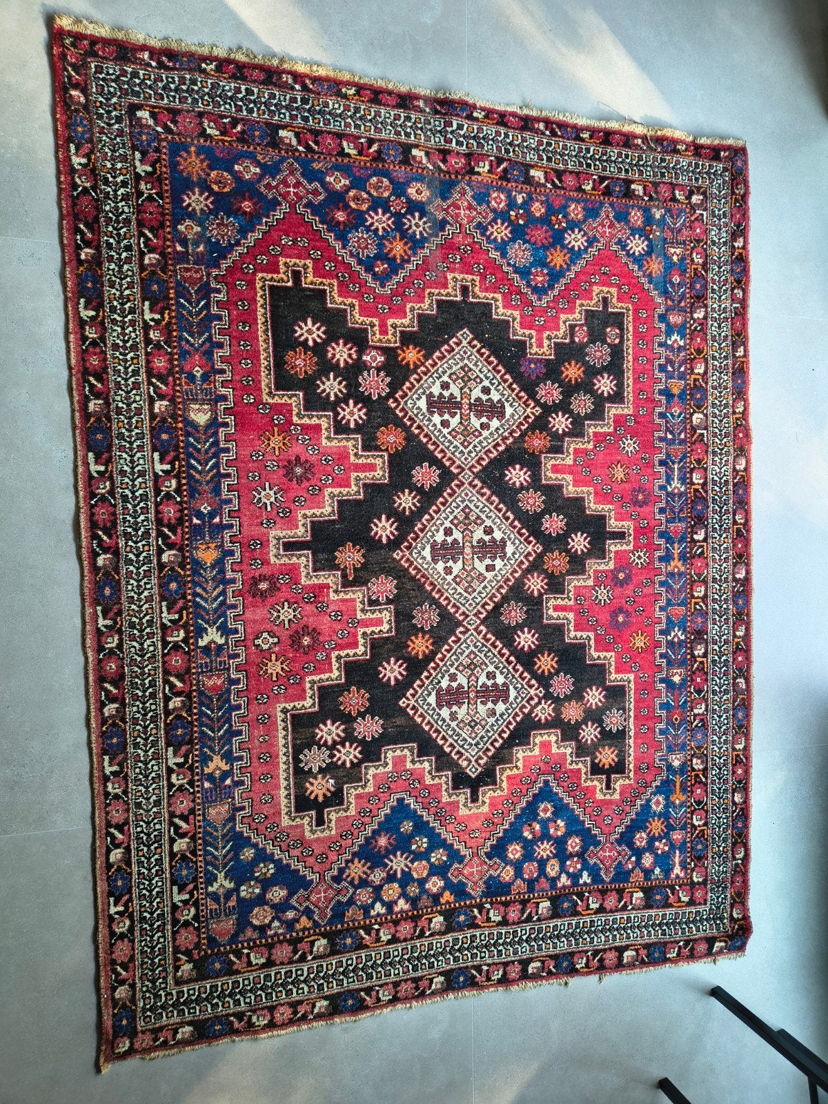 Vintage handgeknoopt Perzisch tapijt 165x215cm, Antiek en Kunst, Antiek | Kleden en Textiel, Ophalen