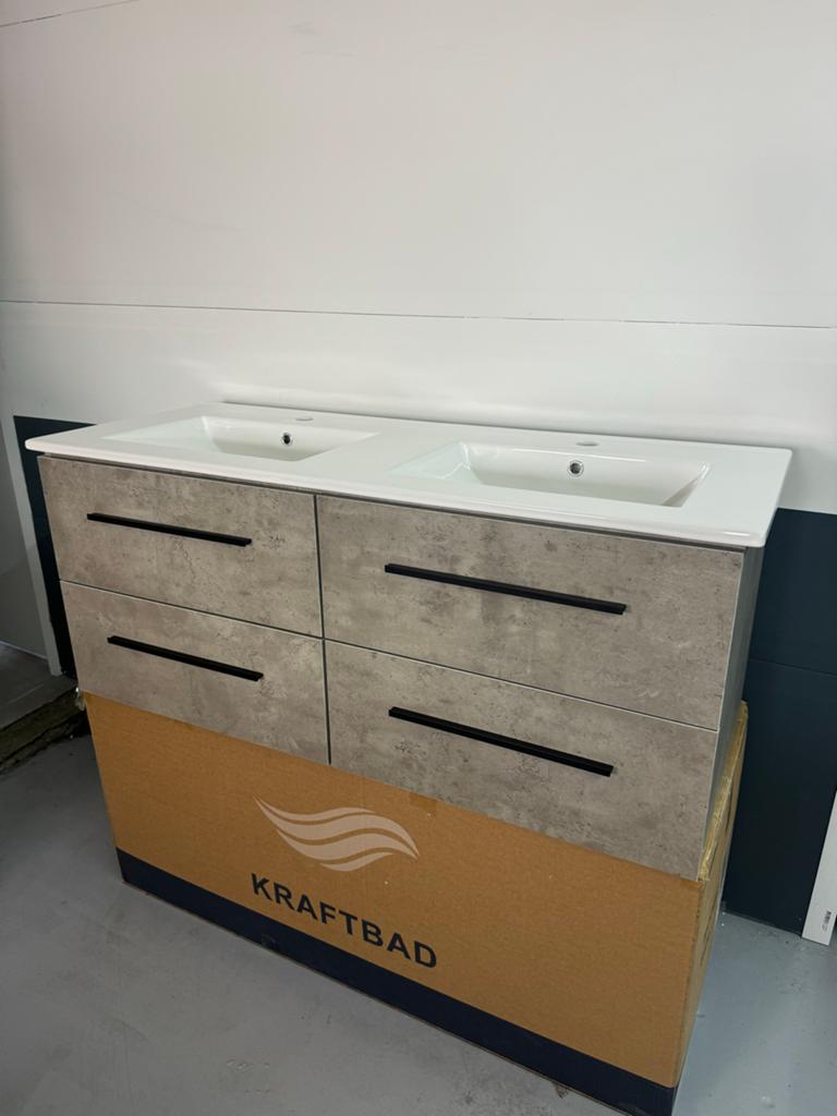 Kraftbad Badmeubel 120cm met dubbele wasbak en 4 lades, Huis en Inrichting, Badkamer | Badkamermeubels, Ophalen, 100 tot 150 cm