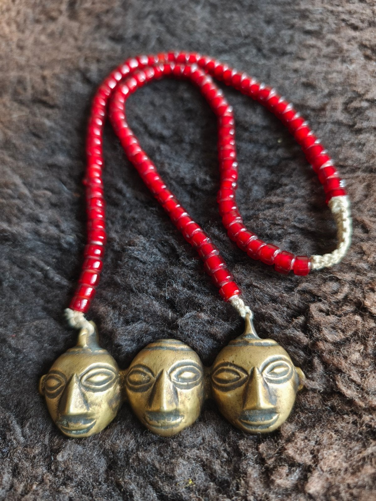 Naga Vintage tribal India ketting, Ophalen of Verzenden, Rood, Overige materialen