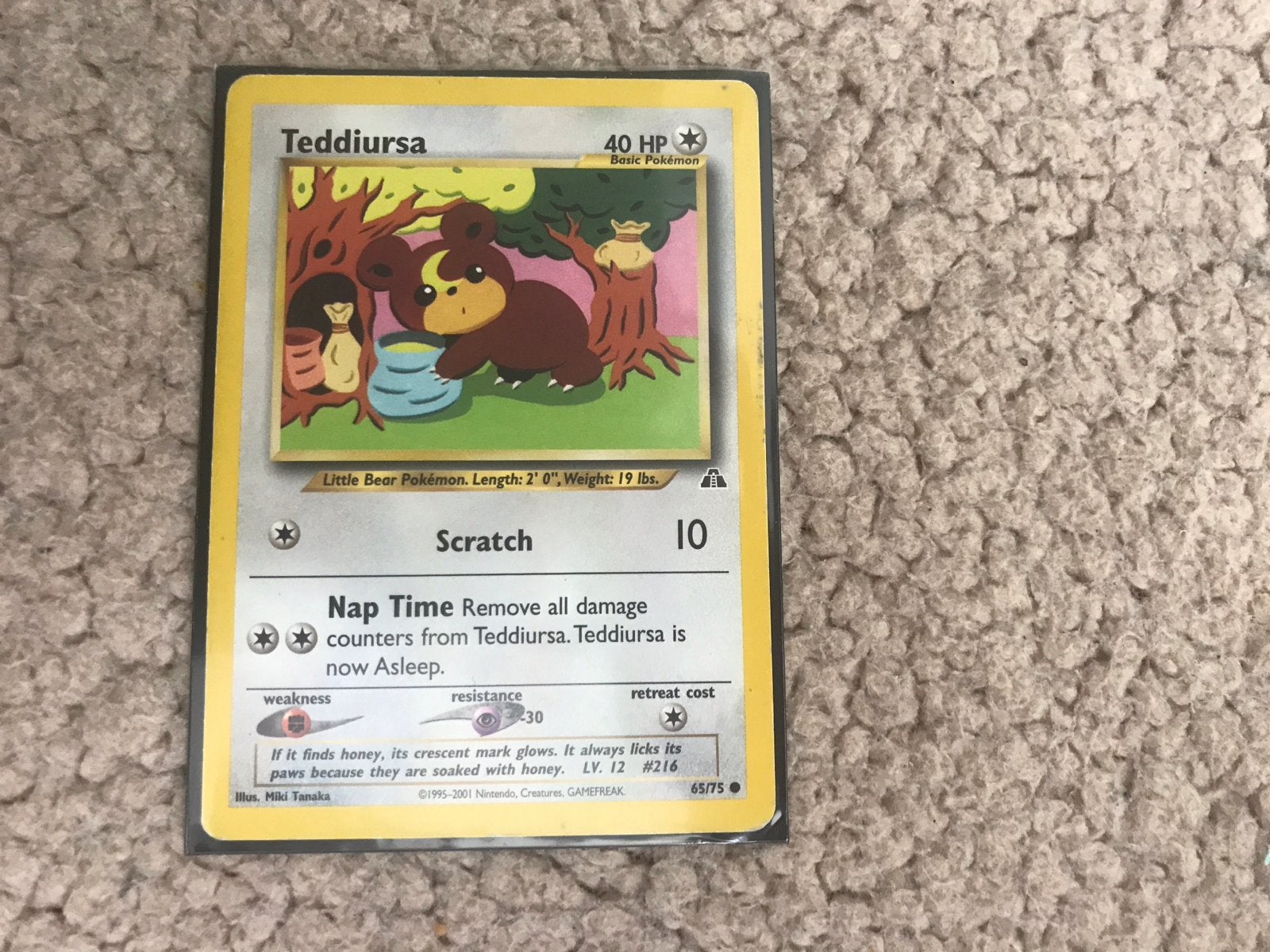 Pokémon Kaart: Teddiursa (65/75) - Neo Discovery, Ophalen of Verzenden, Gebruikt, Losse kaart