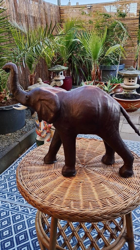 Vintage leren olifant jaren 60, Antiek en Kunst, Ophalen of Verzenden