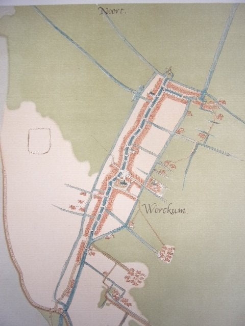 Workum Friesland Plattegrond van de stad Jacob van Deventer, Antiek en Kunst, Cartografie, Ophalen of Verzenden, 37 cm, 29 cm