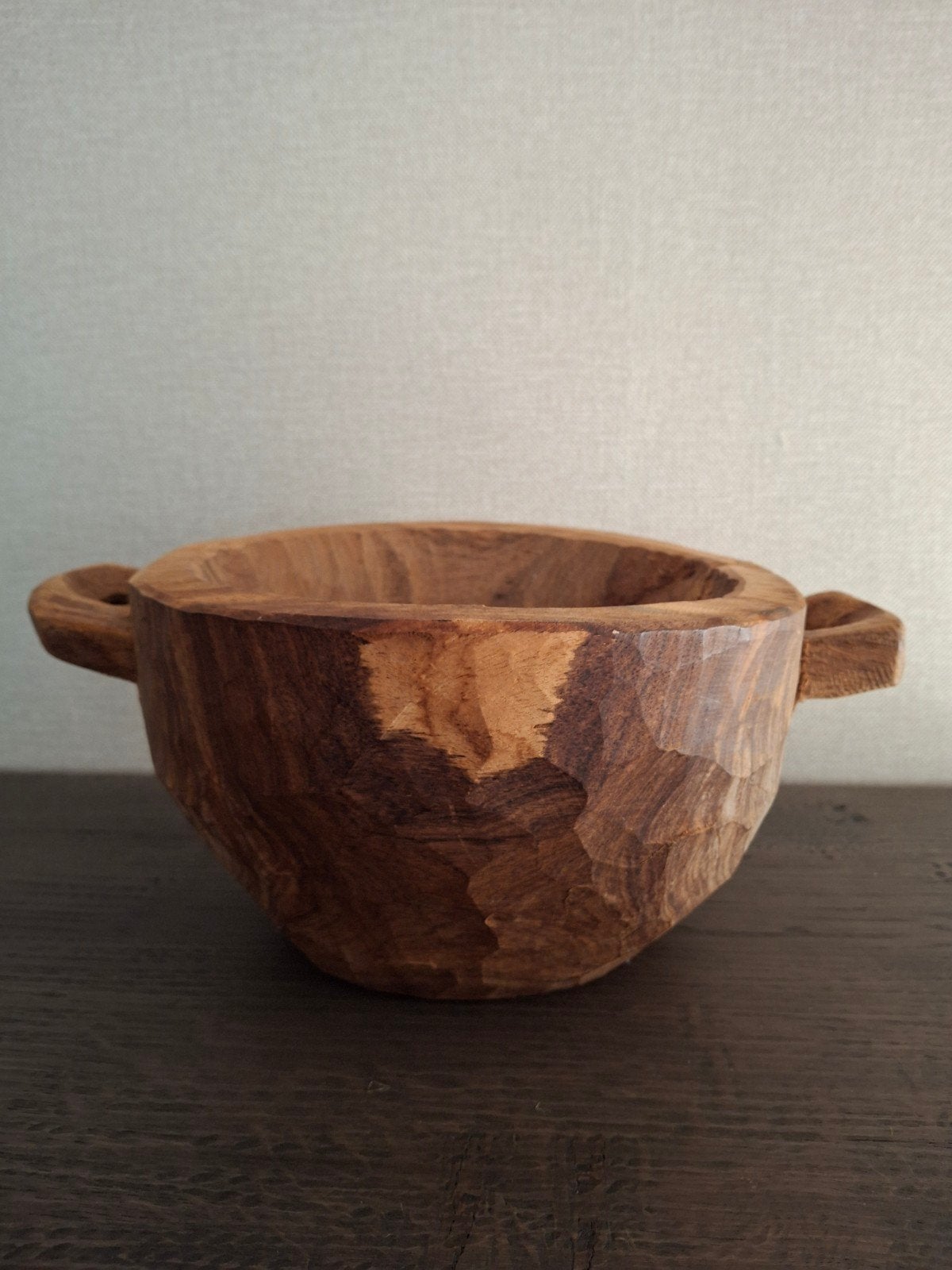 Zware teakhouten schaal, Huis en Inrichting, Ophalen of Verzenden, Zo goed als nieuw, Rond, Hout