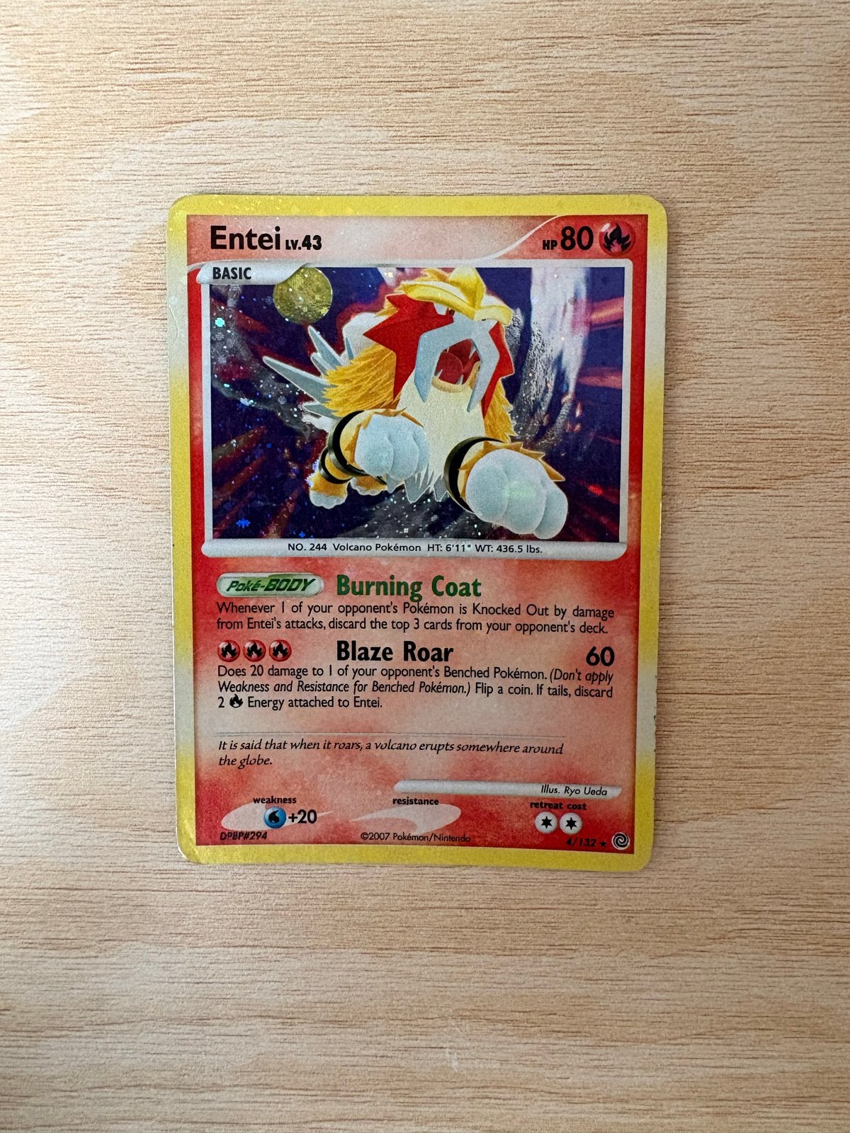 Pokémon Kaart Entei DPBP#294 Holo, Ophalen of Verzenden, Gebruikt, Losse kaart, Foil