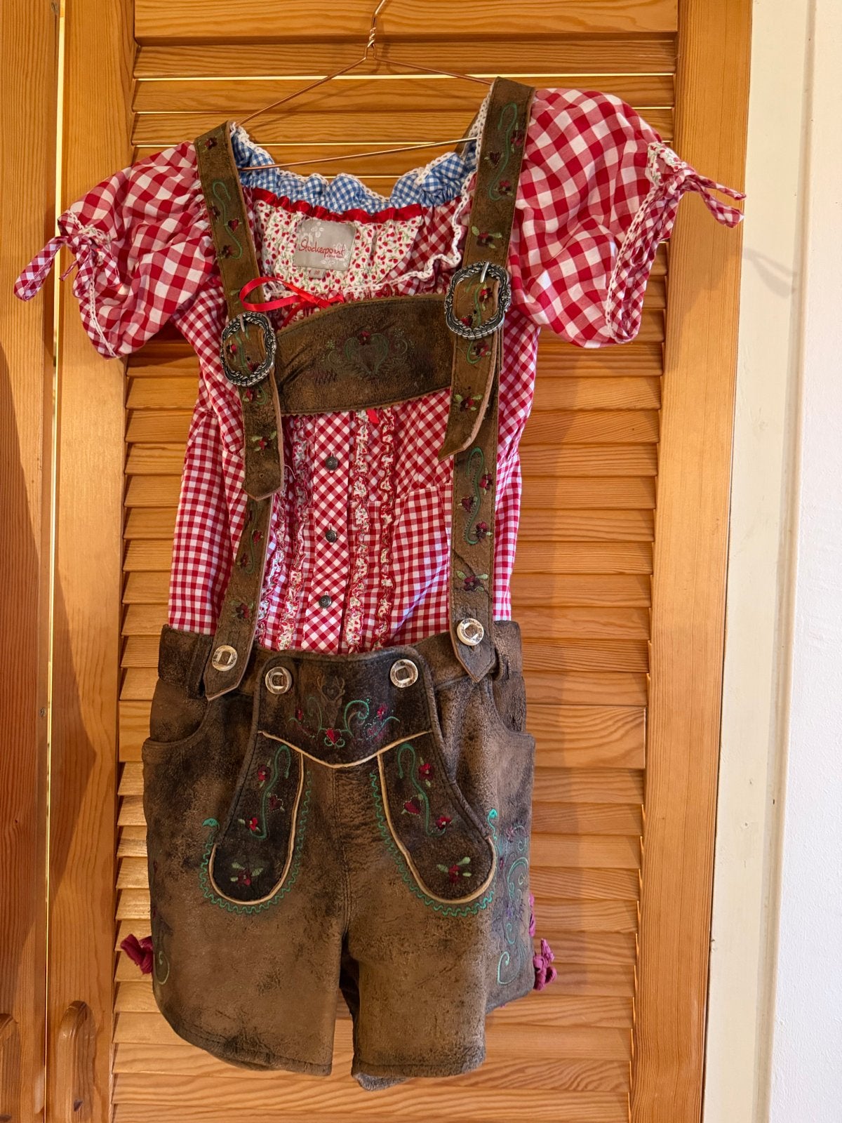 Originele lederhose hotpants dames maat 38 met blouse, Maat 38/40 (M), Ophalen of Verzenden, Kleding, Overige thema's