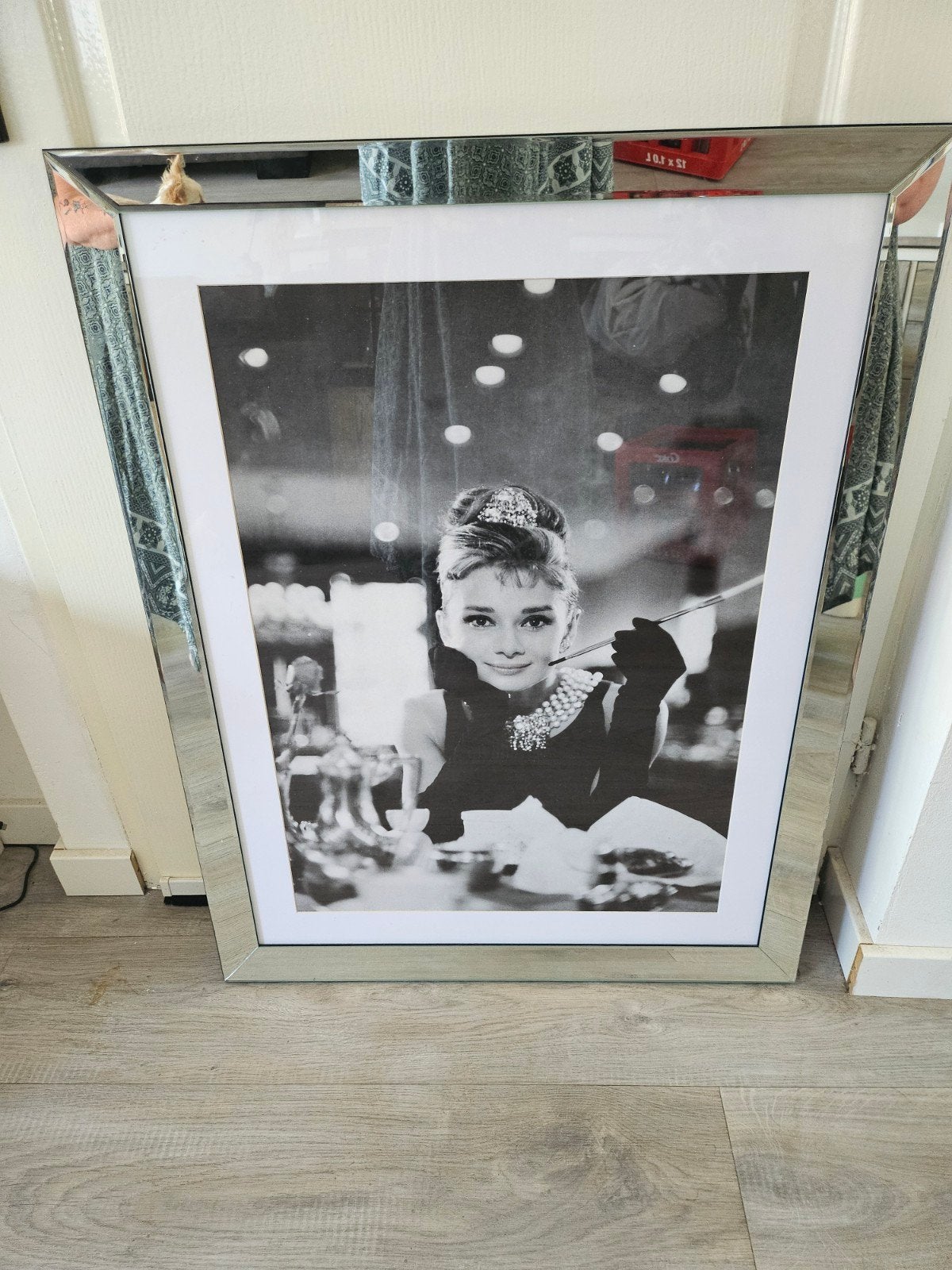 Mooie schilderijen met spiegel rand en mooie foto's, Huis en Inrichting, Woonaccessoires | Lijsten, Ophalen, Glas, Hangend, 69 cm