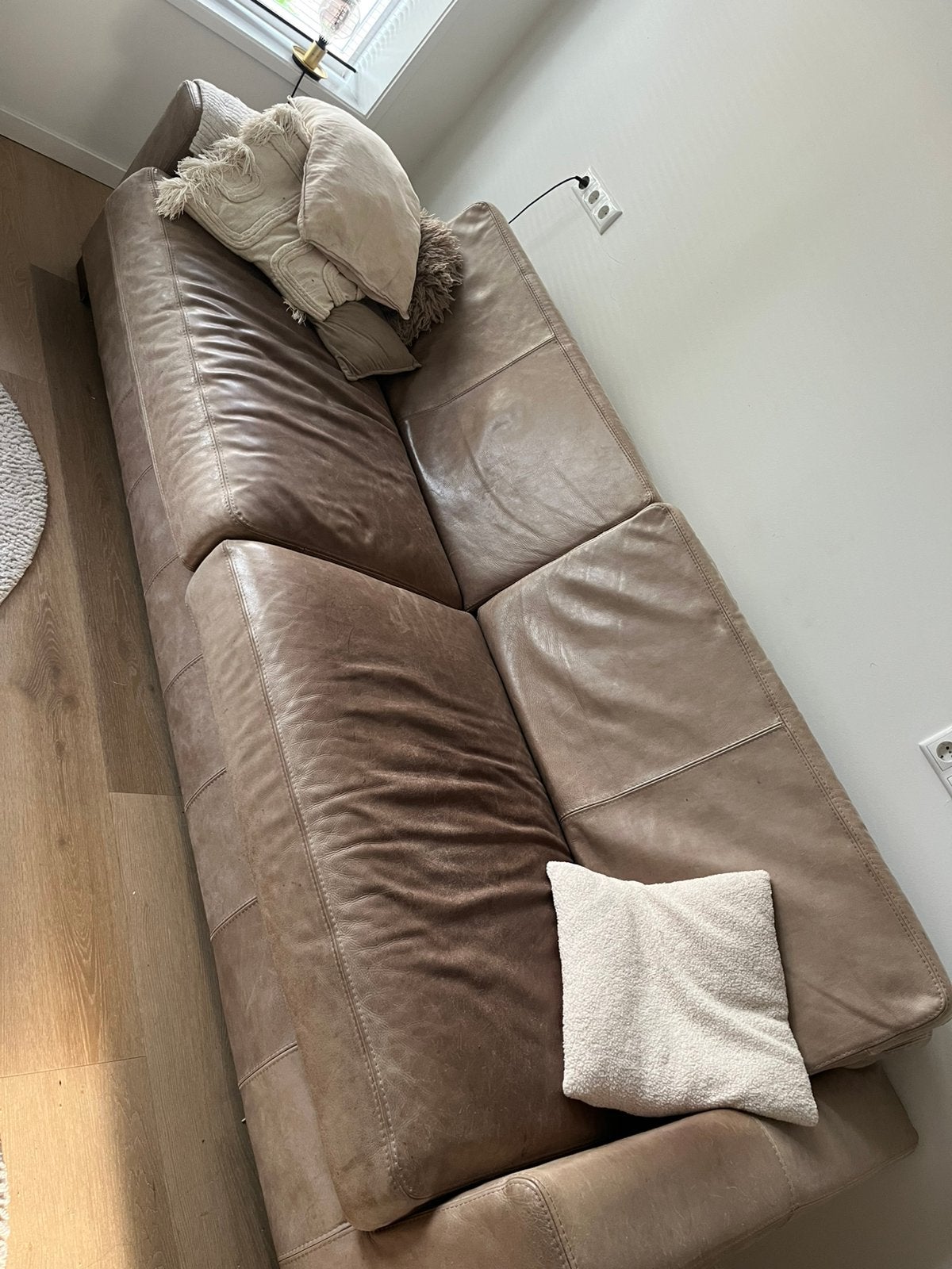 Echt leren bank, Huis en Inrichting, Ophalen, Gebruikt, 75 tot 100 cm