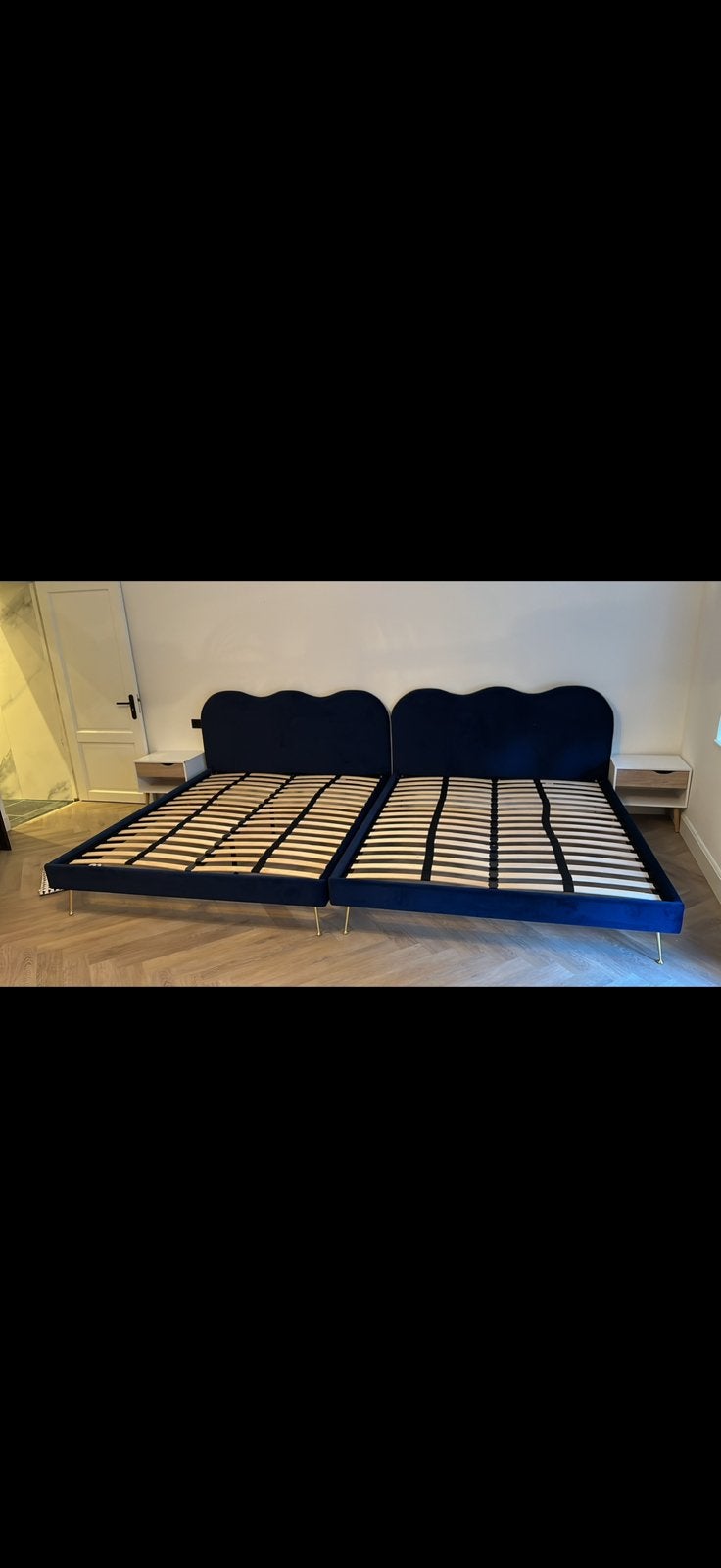 Blauw bed 160x200, Eenpersoons, Blauw, Ophalen of Verzenden, Zo goed als nieuw