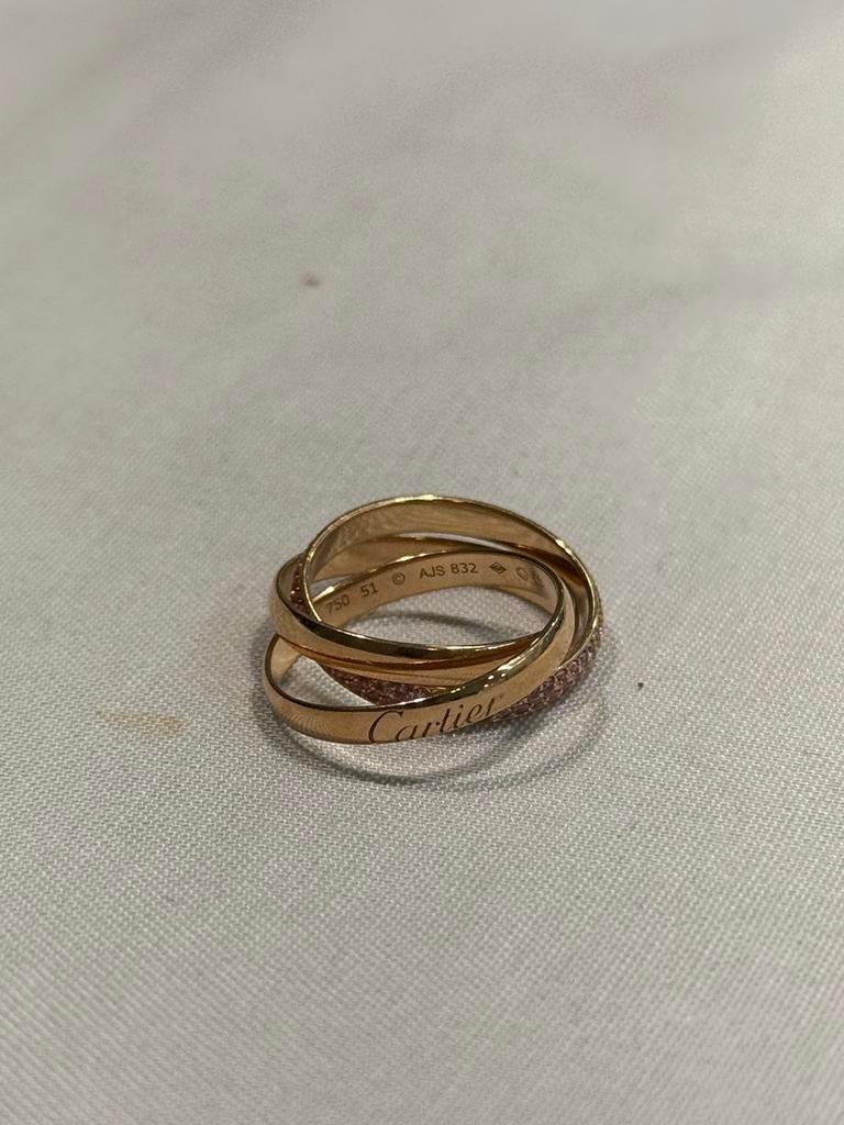 Cartier Trinity Ring 18K Roségoud steenbezetting maat 51, Sieraden, Tassen en Uiterlijk, Ringen, 20 of groter, Ophalen of Verzenden