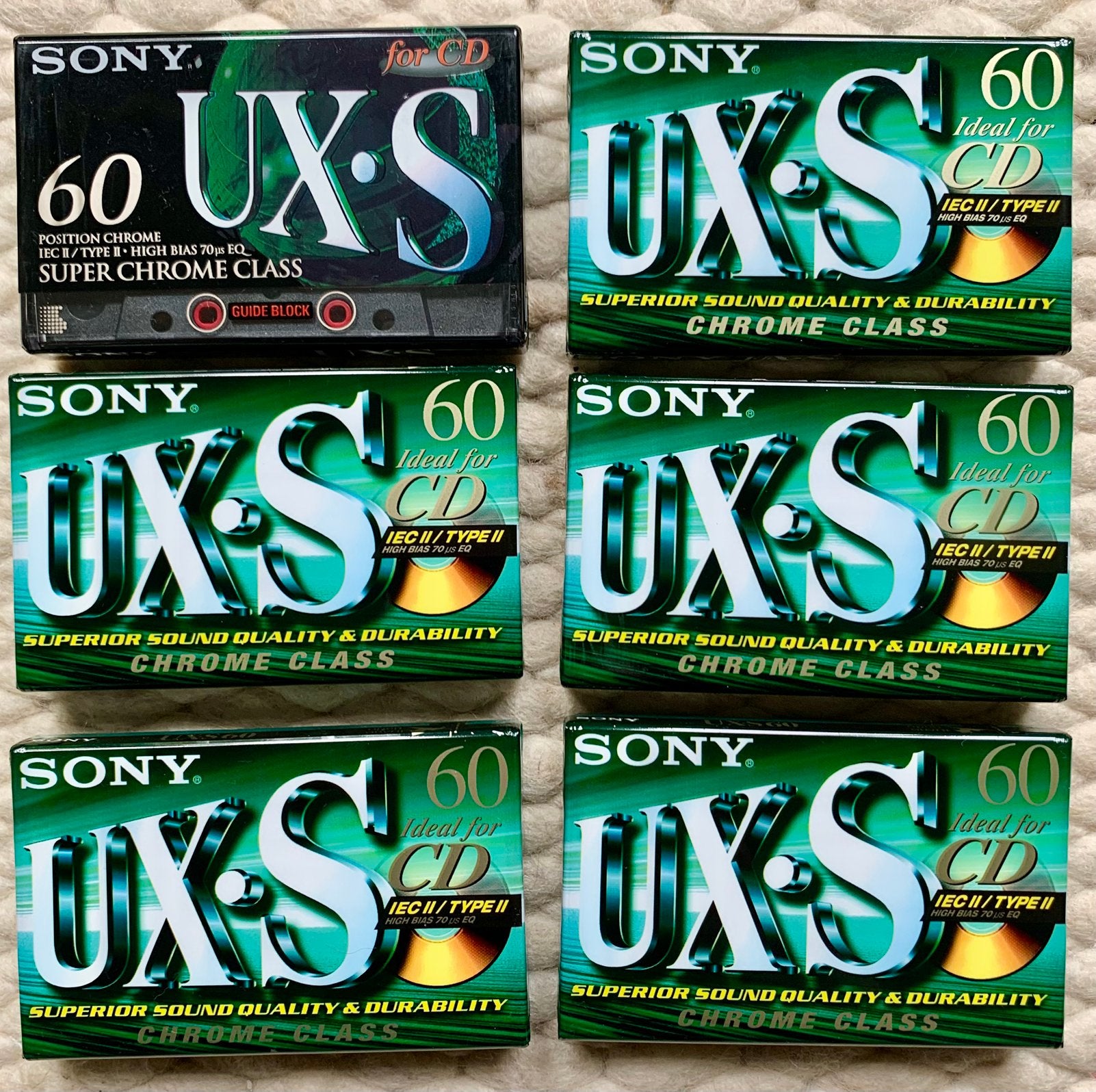 6 NOS Sony UX-S60 NIEUW cassettebanden UX-S 60 C60 folie OVP, Cd's en Dvd's, Cassettebandjes, 2 t/m 25 bandjes, Ophalen of Verzenden