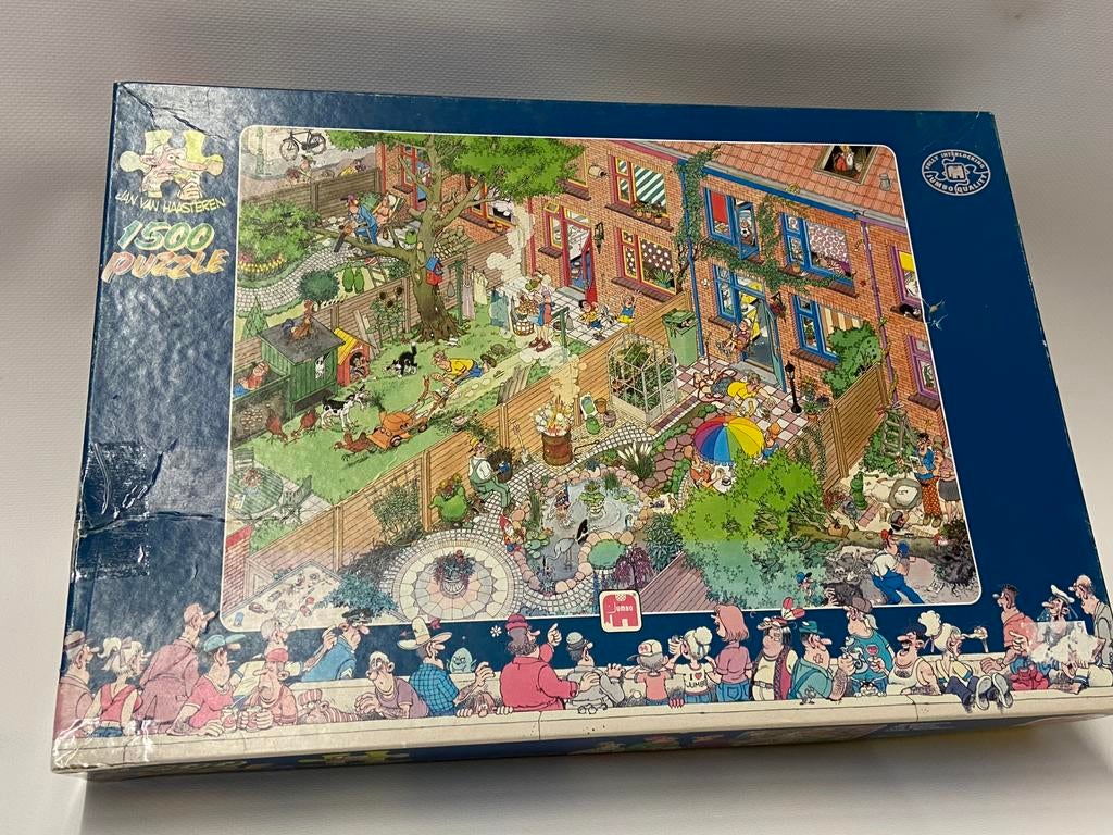 Vintage Jan van Haasteren puzzel 1500 stukjes De buren, Ophalen of Verzenden, 500 t/m 1500 stukjes, Gebruikt, Legpuzzel