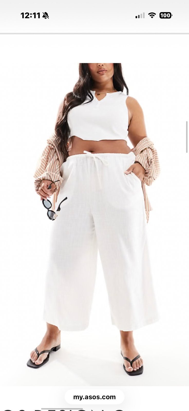 Nieuwe offwhite (creme-wit) wijde broek Asos Design mt. 48, Ophalen of Verzenden, Zo goed als nieuw, Wit, Broek of Spijkerbroek