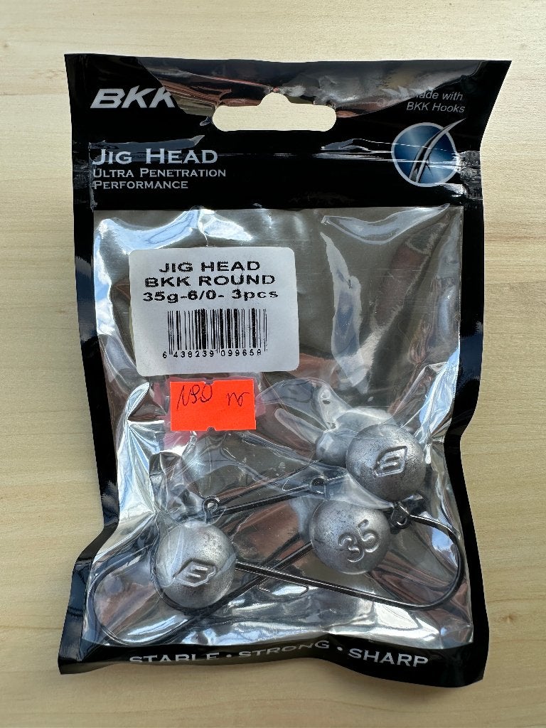 BKK Jig Head Round 35g 6/0 – 3 stuks Nieuw.   (190), Ophalen of Verzenden, Nieuw, Haak