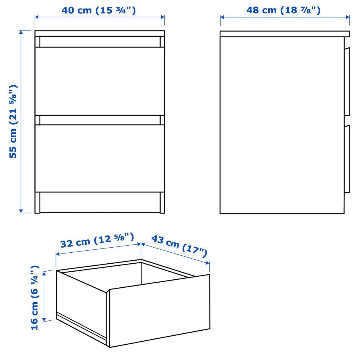 Foto 5 van Ikea Malm ladekast, 2 lades, lichtoranje, 40x55cm, NIEUW.