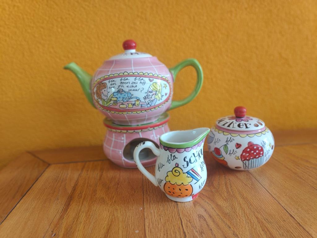 Blond Amsterdam theepot en warmtehouder + accessories, Ophalen of Verzenden